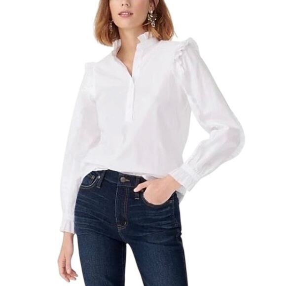 J.Crew Ruffled Popover 1/2 Button Shirt - S - Picture 2 of 6